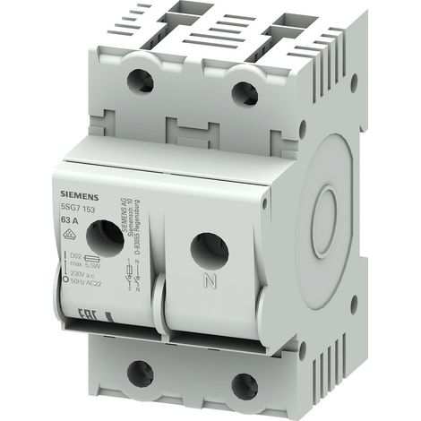 Siemens MINIZED, Seccionador-fusible, D02, 1P+N, In: 63 A, Un AC: 230 V, 5SG7153