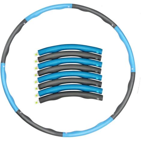 Hula Hoop détachable avec fonction massage, 8 pièces en mousse lestée, bleu et gris, pour entraînement physique à domicile (1/5)