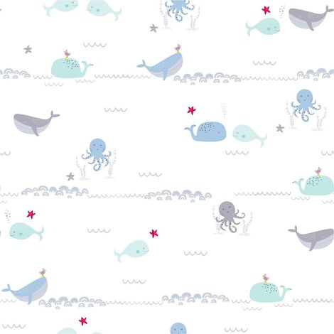 Children wallpaper wall Profhome 381301 non-woven wallpaper slightly textured with pattern for kids matt blue grey white green 5.33 m2 (57 ft2) (1/5)