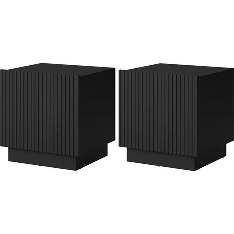 Conjunto de mesitas de noche Lingua, Negro, Número de cajones: 0, Número de puertas: 0, 47x45x42cm, Aglomerado laminado, MDF