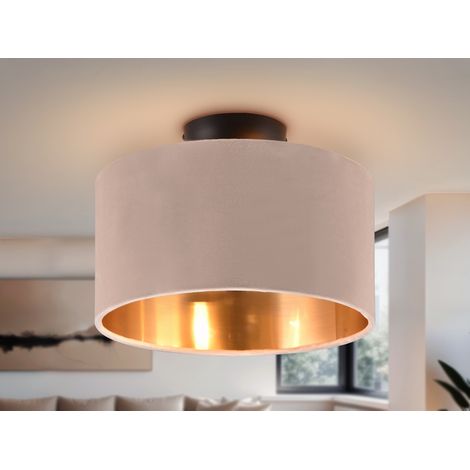 Kleine Deckenleuchte JULIETA mit Samt Lampenschirm Beige Gold, Ø 30cm (1/5)