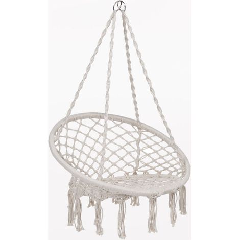 Sklum – Fauteuil suspendu en poly-coton tressé – Structure en bambou 100% naturel – Charge maximale 100 kg – Dimensions 113x68x81 cm