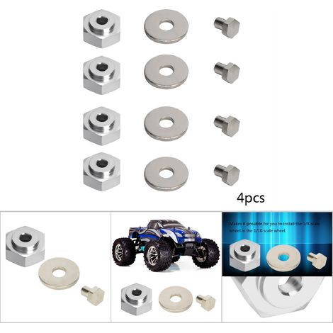 4-teiliger 12-mm-auf-17-mm-Sechskantadapter aus Aluminiumlegierung für 1/10 RC-Cars (Silber) (1/5)