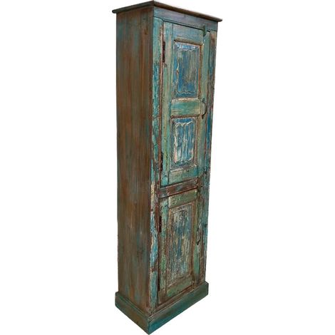 Armario de madera acabado artesanal marrón 57x36x191h cm (1/5)
