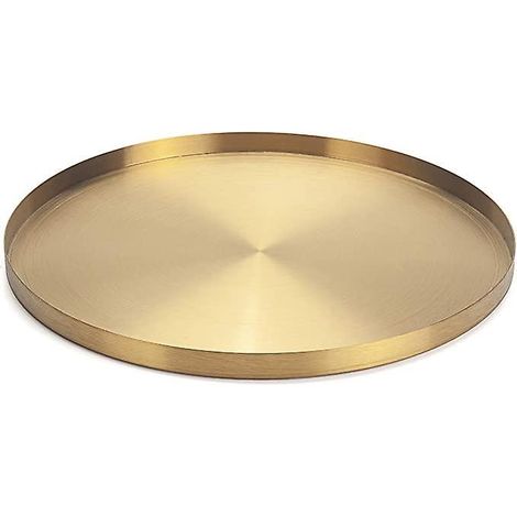 (30cm)plateau De Service Rond Dor En Acier Inoxydable Bijoux Et Maquillage Organiseur/bougie Assiette Plateau Dcoratif (1/5)
