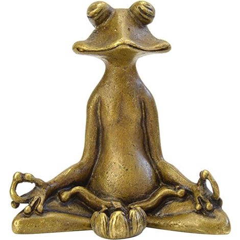 Grenouille de yoga en métal Statue de méditation jardin amusante pour décoration intérieure et extérieure (1/5)