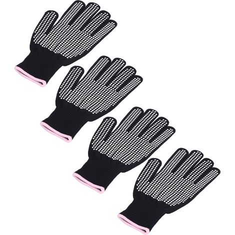 Lot de 4 gants de cuisine en silicone blanc, double face, bord rose, résistants à la chaleur, antidérapants, protection thermique (1/5)
