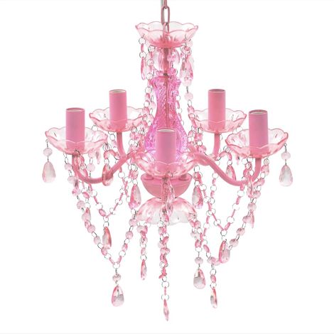 Lustre avec 5 ampoules Crystal rose (1/5)