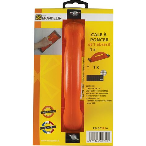 Cale à poncer avec abrasif Mondelin 8x24cm (1/3)