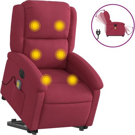 Chaise longue électrique de massage rouge bordeaux – Réglable en hauteur, fonction chauffage et vibration, appui-tête et repose-pieds inclinables, idéale pour salon ou chambre (1/5)