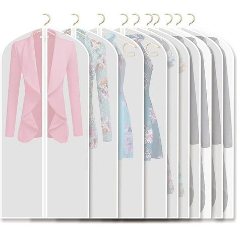 GDHZS- 10 pièces Housses de Vêtements avec Zip,Anti-Poussière Anti-Mites,Housses de Protection pour Vêtements Transparent Lavable pour Robe Longue(60x140cm) (1/5)