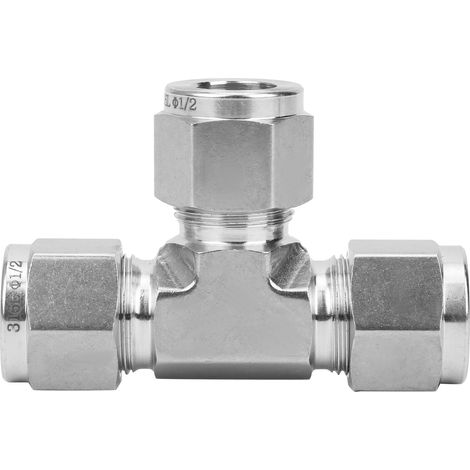 Raccord à compression té égal diamètre, raccord fileté 1/2 pouce, forgeage acier inoxydable 316, SS-600-3, 3 pièces, connecteur tuyauterie résistant corrosion./output (1/5)