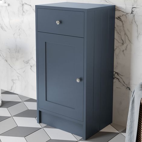 Freestanding Bathroom Storage Unit Cabinet Blue With Chrome Handles 400mm (1/5)