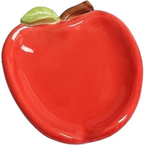 Porte-savon décoratif en céramique en forme de pomme - 1 pièce (rouge) (1/5)