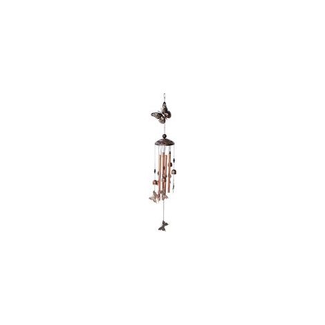 Carillon éolien d'extérieur avec 4 tubes en aluminium, 6 clochettes, étanche, idéal pour Noël, la fête des mères, les cadeaux, un balcon, une fête ou un jardin (papillon). (1/5)