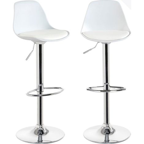 Ensemble de 2 tabourets de bar noirs avec coussin rembourré en similicuir et repose-pieds, hauteur réglable et pivotant à 360° (Integral Black) (1/5)