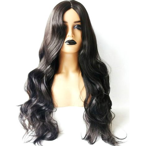 Perruque Longue Bouclée - Cheveux Synthétiques Noirs - 26 Pouces - Bonnet Réglable 21-22,5 Pouces - Fente en Dentelle Main - 1 Pièce (1/5)