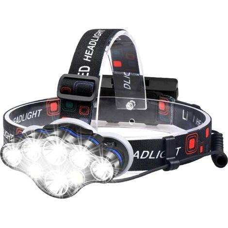 Lampe frontale d'extérieur, Ultra Lumen 18 000, 8 modes d'éclairage LED - Lampe mains libres puissante pour le camping, la pêche, le vélo et la randonnée - Portée 500 m - Étanche (1/5)
