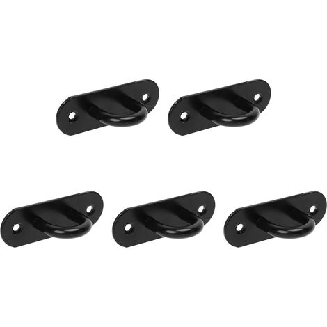 Lot de 5 œillets de fixation ovales noirs de 9 mm (0,35 po) en acier inoxydable, pour plafond et portes. Crochets de plafond renforcés et résistants à la charge. (1/5)