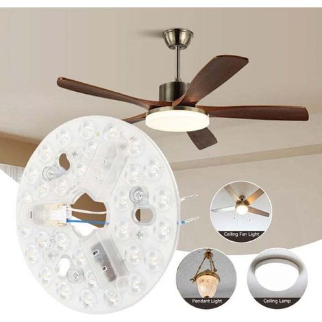 Kit di retrofit con luce LED di ricambio per ventilatore a soffitto da 15 W, dimmerabile a 3 CCT con funzione di memoria, base universale in alluminio compatibile con la maggior parte dei ventilatori (1/5)