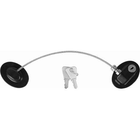 Ortviai Corde de sécurité pour fenêtre et réfrigérateur avec serrure à cable 20cm sans perçage en noir