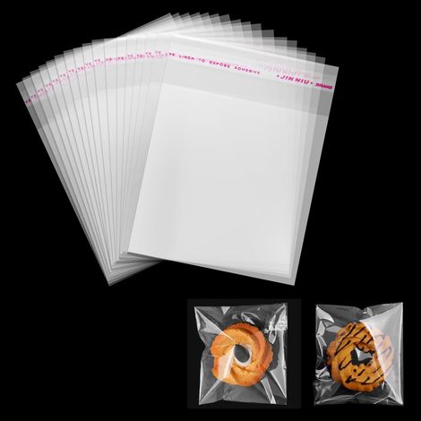 1000 selbstklebende, transparente Zellophanbeutel, Plastiktüten für Gebäck, Kekse, Süßigkeiten, Plätzchen, Schmuck, Seifen, Karten und Haarnadeln (10 × 12 cm) (1/5)