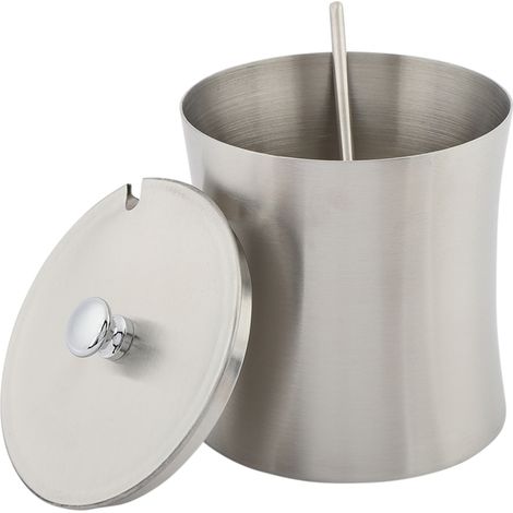 Pot à sucre, épices, sel et poivre en acier inoxydable avec couvercle et cuillère. (1/5)