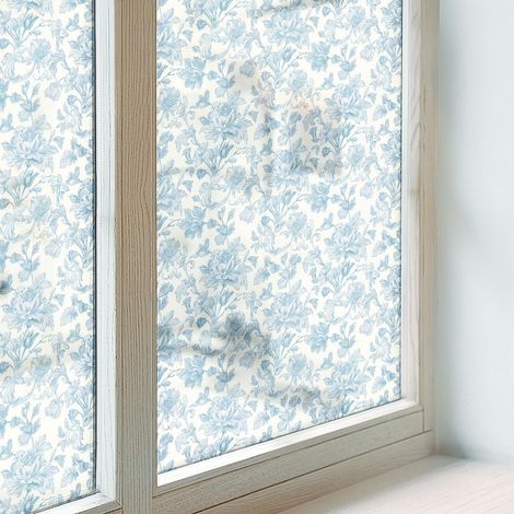 Fensterfolie 50x146 cm Sichtschutz Fenster Selbstklebend PVC Milchglas Dekorativ Dekorfolie Blickdicht Folie für Badezimmer Schlafzimmer Blumenmuster