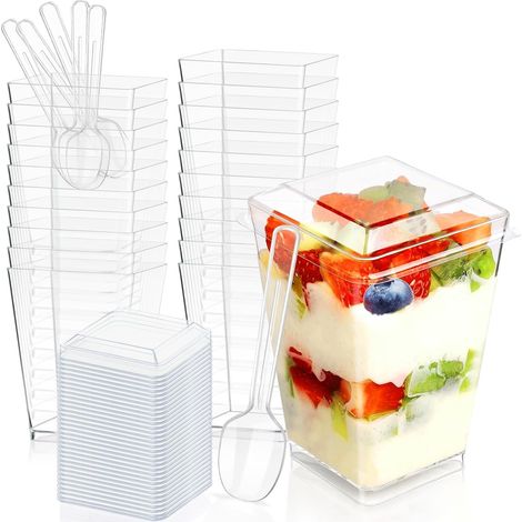 Dessert Cup - 150 ml - Transparent Plastic - for Pudding Mousse Parfait - 50 Pieces (1/5)