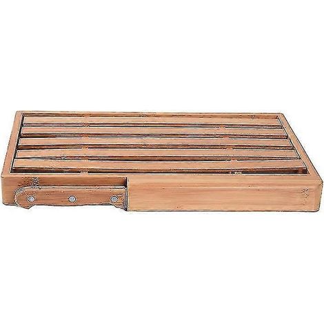Planche à pain en bambou marron avec couteau 33,5 x 22 x 3,5 cm (1/5)