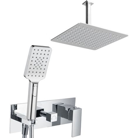 Kibath Grifo Empotrado de Ducha equiipo de techo monomando QUE cuadrado acabado CROMO brillo fabricado en latón (1/5)