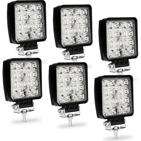 SWANEW 6x Phare de Travail LED 48W LED Phare Travail Projecteur Feux Antibrouillard pour Voiture Camion UTV SUV Offroad Tracteur Bateau
