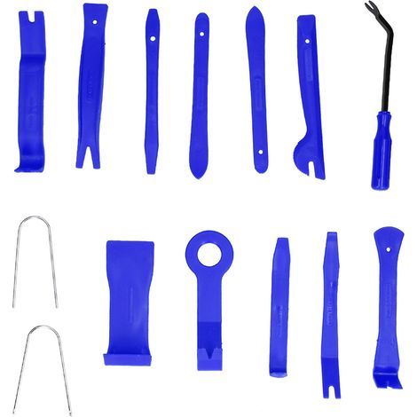 14 Pièces Outil de Suppression Automatique Garniture Levier de Réparation Kit Panneau de Porte Navigation Audio Modification Outil de Démontage(bleu),Pied De Biche (1/5)