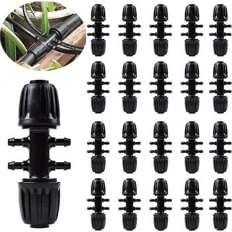 Confezione da 20 connettori per tubo da giardino – con estremità a innesto rapido – accessori per irrigazione a 6 vie – neri (1/5)