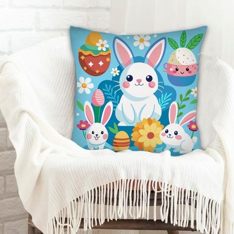 Housse de coussin 45x45 cm en polyester doux et respirant pour cadeau de Pâques (1/5)