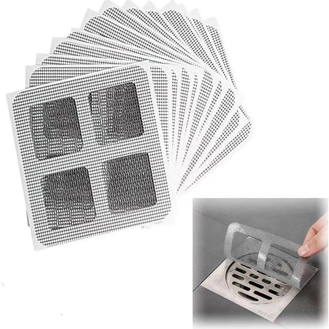 50 Pièces Attrape-Cheveux de Drain, Couvercle de Drain Jetable, 10 x 10 cm, Drain de Douche, Autocollant en Maille, Crépine de Drain pour Salle de Bain, Bassin, Douche, Baignoire, Cuisine (1/5)