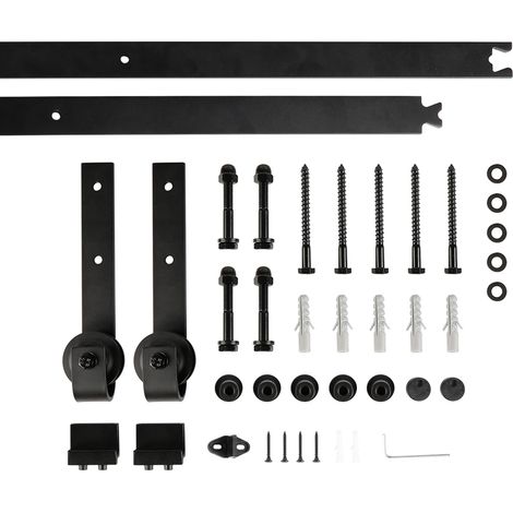 Schiebetür 183cm Schiebetür komplettset Schiebetürbeschlag Set Schwarz