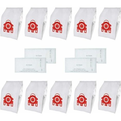 Lot de 10 sacs à poussière de rechange synthétiques pour aspirateurs Miele FJM C1 et Hoover C2, avec 4 filtres HEPA (1/5)