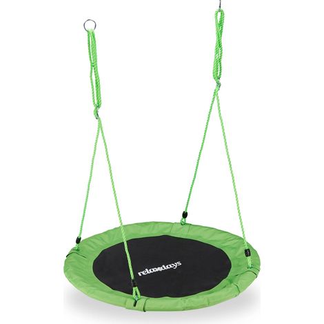 Columpio nido redondo ajustable para exterior de 90 x 90 cm para niños y adultos de tela verde 130006447 (1/4)