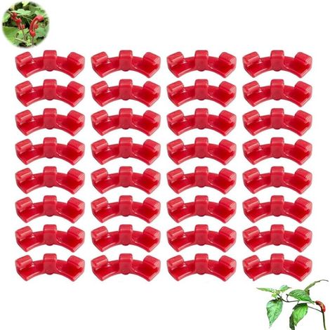 Set mit 30 Pflanzenbiegeklammern, 90°, Pflanzenbieger, Biegeklammern, zum Biegen von Pflanzenstängeln und Ändern der Wachstumsrichtung (rot) (1/4)