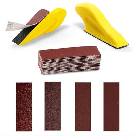 Kit de papier abrasif micro-détail - Mini bloc ponçage manuel pour le traitement des endroits étroits et projets polissage humide/sec 8,9 x 2,5 cm (1/5)
