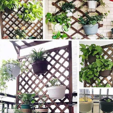 Jardinière murale en résine, jardinière verticale suspendue avec système d'arrosage automatique, base en plastique PP renforcé, facile à installer dans un jardin extérieur. (1/4)