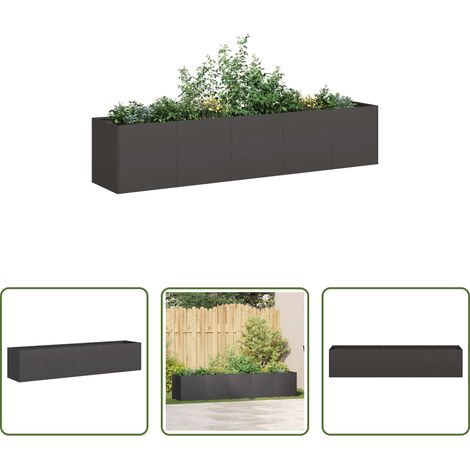 Jardinière en acier - Jardinière Noir 200x40x40 cm Acier laminé à froid (1/5)