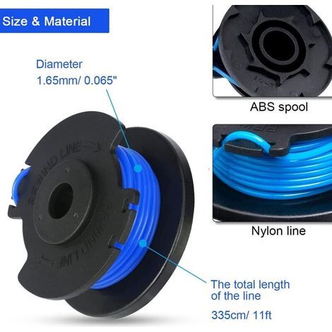 Bobines de Remplacement Ligne pour Ryobi Weed Eater 18v, 24v, 40v Coupe-Bordures sans Fil, remplace AC14RL3A, 1,65 mm/0,065\ (1/4)