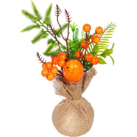 Orangefarbene Osterdekoration mit Eiern und Kugeln für den Tisch oder als Geschenk (1/2)