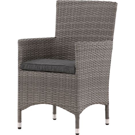 Malin Chaise de jardin avec accoudoirs, support d'assise inclus, empilable, gris.