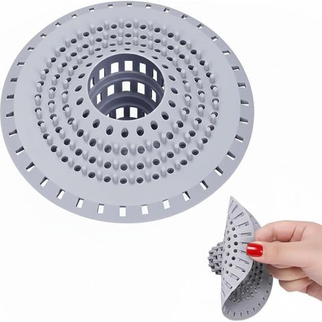 Grille Anti Cheveux pour Douche et Baignoire Piège à Poils Flexible en Silicone Ventouses 13.5cm, Universel (Diamètre 3,7-4,4 cm) Anti-Bouchage et Facile à Nettoyer Lavabo, Douche, Baignoire, Cuisine (1/5)