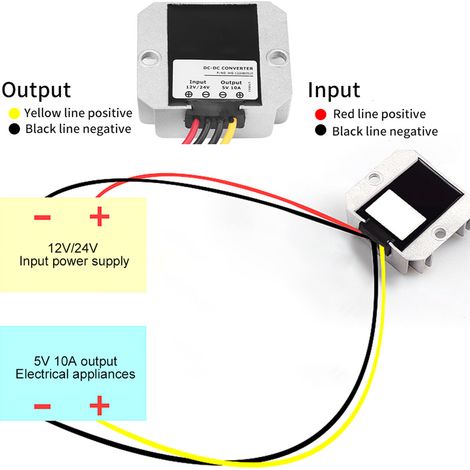 Geregelter Spannungswandler für Fahrzeug-LED-Displays 12 V/24 V auf 5 V 10 A 50 W (1/5)