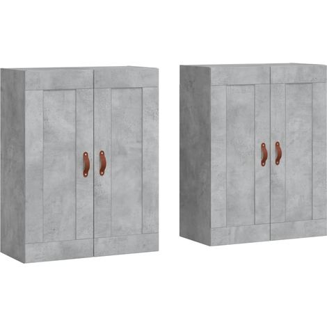 Maison Exclusive - Armadietti a Parete 2 pz Grigio Cemento in Legno Multistrato