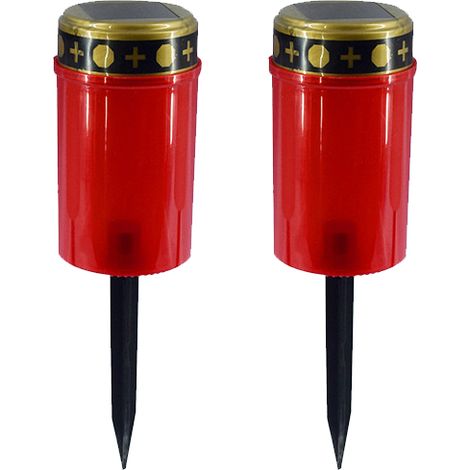 lampes solaires LED bougies d'extérieur étanches avec piquet de mise à la terre Rouge (1/5)